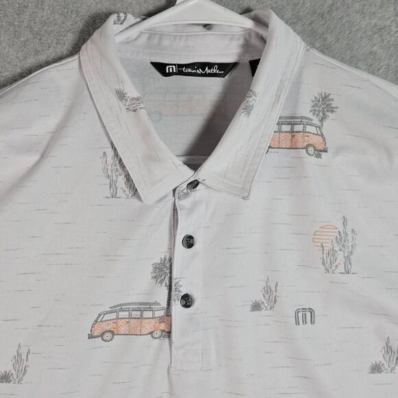 Travis Mathew Polo Shirt Men’s Size 2xl White VW Bus Summer Desert - Picture 1 of 11